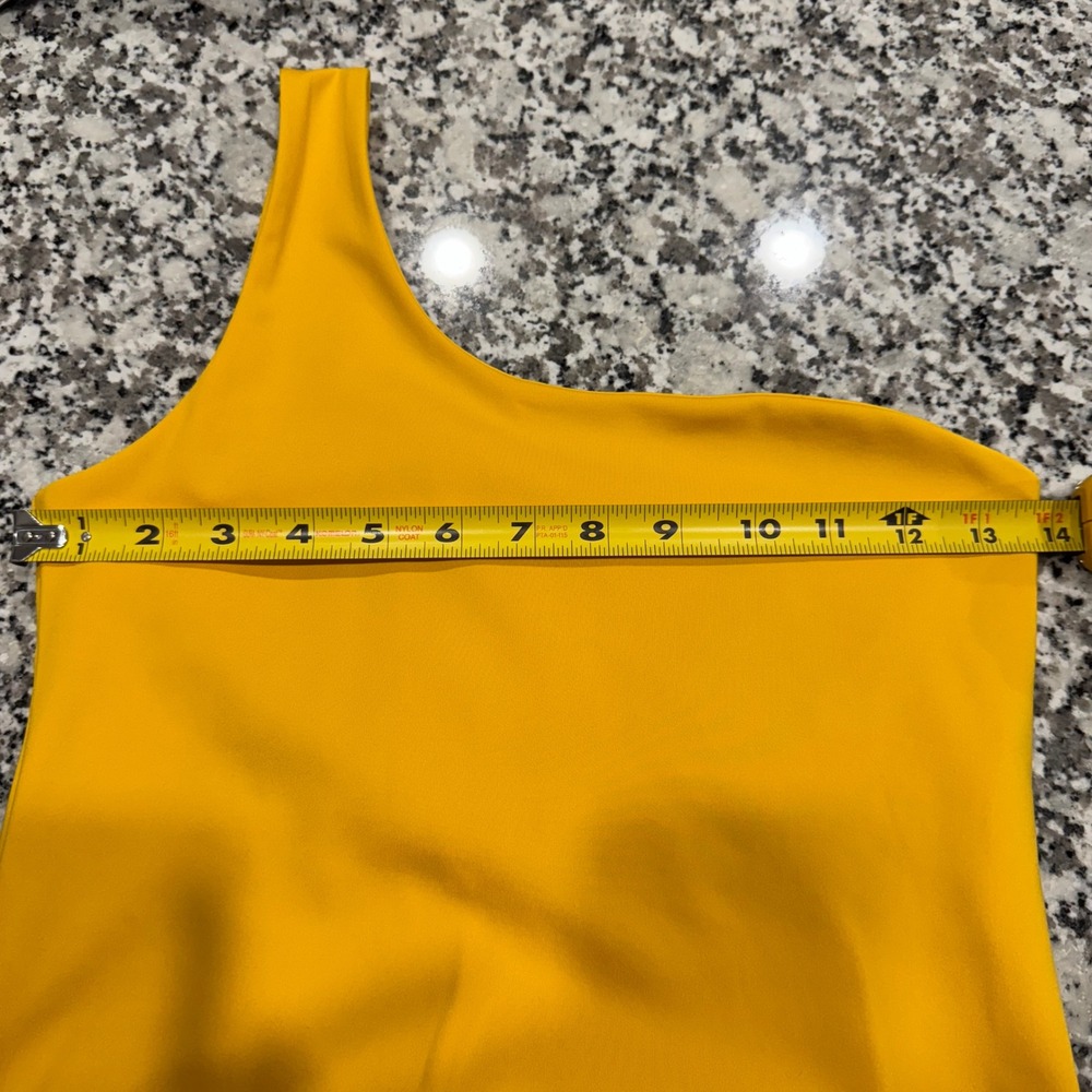 Girlfriend Collective Bianca One-Shoulder Dress Built-in Shorts Small - Yellow - Picture 8 of 10